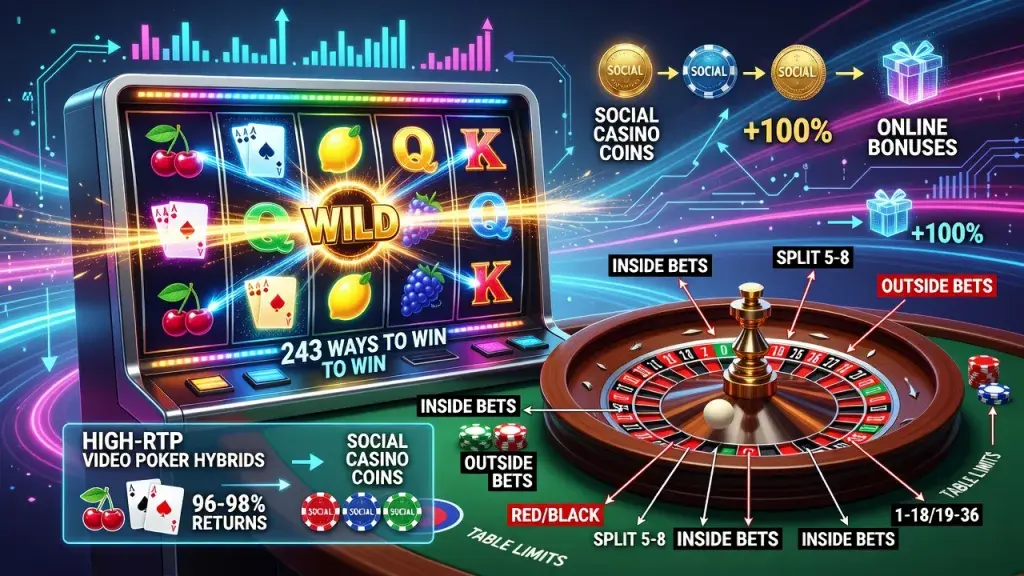 How Casino Games, Slot Mechanics, Roulette Rules, Betting Systems, Social Casino Coins, and Online Bonuses Work